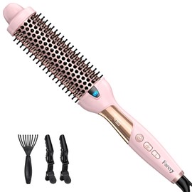 FARERY Thermal Brush 9 Adjustable Temps, 1.5 Inch Long Barrel Hot Curling Wand for Big Bouncy Curls, Non-Blowing Heated Round Brush, Ceramic Curling Wand for Medium & Long Hair, Dual Voltage