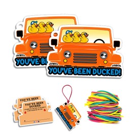 Duck Tags, You've Been Ducked - Ducking Game Card,Funny Duck Card for SUV,Truck,You've Been Ducked Game Lovers,Duck Cards with Rubber Bands 2.75x1.85inches(Orange)