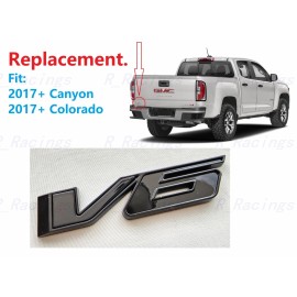 GMC 1PC Gloss Black Rear Tailgate V6 Emblems Badge Fit For 2017+ Canyon Colorado