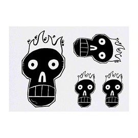 4 x 'Burning Skull' Temporary Tattoos - Water Resistant, Skin-Safe, Non-Toxic Transfers, Mixed Sizes (TO00006184)