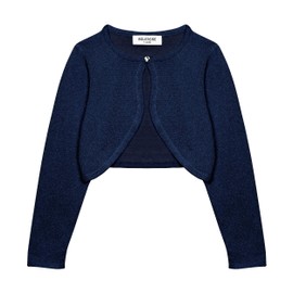 Bolerose Niñas Largo Manga Brillo Chaqueta Torera Chaquetilla (Azul Medianoche, 7-8 años)