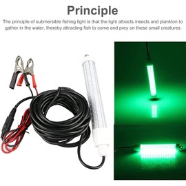 Linkstyle 120 LED Underwater Submersible Fishing Light with 6M Cord, 10.5W DC 12V 1000ML LED Fish Finder Light Attractants Lamp + Battery Clamps for Ice Fishing Boat, IP68