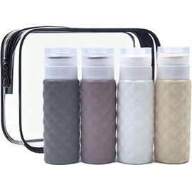 LHMNLU Contenedores dispensadores de artículos de tocador de Silicona, Botellas de Viaje para aerolíneas, contenedores Recargables a Prueba de Fugas aprobados por la TSA, sin Bpa (Traje gris)