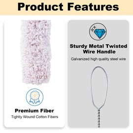 Aottykro 10 Pack Extra Long Tire Lube Brush Applicator Swab,13.8" Length, Handle Tire Lubricant Brush Applicator Swab Set for Changing Tires,Come with Tread Depth Gauge