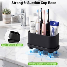 Luxspire Toothbrush Holders for Bathrooms, Silicone, 5 Slots, Black