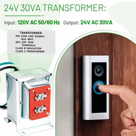 Doorbell Transformer 24V 30VA for Ring Video Doorbells, 24 Volt Hardwired Door Chime Transformer Ac Power Supply Compatible with Honeywell, Nest, Ecobee, Sensi and Doorbell Transformer