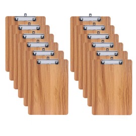 GUOKOFF A4 Wooden Clipboard, Pack of 12, A4 Clipboard, Writing Board with Metal Clip, Writing Board, Clipboard, DIN A4