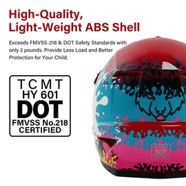 TCMT Dot Youth Kids ATV Motorcycle Helmets Full-Face Helmet with Adjustable Chin Strap for Boys and Girls Dirt Bike BMX Cycling w/Goggles+Gloves Paintball-XL