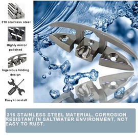 Ayunwei Tacos de muelle de grado marino plegables de 5 pulgadas de acero inoxidable 316 para barco, kayak y decoración de 2 unidades