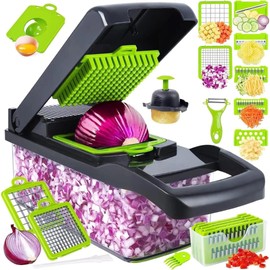 Vegetable Chopper, Vegetable Cutter, Onion Mandolin Slicer,16 in 1 Kitchen Food Slicer, Dicer Cutter, Vegetable Slicer, Vegetable cutter, Food chopper with container, Food dicer, Kitchen chopper