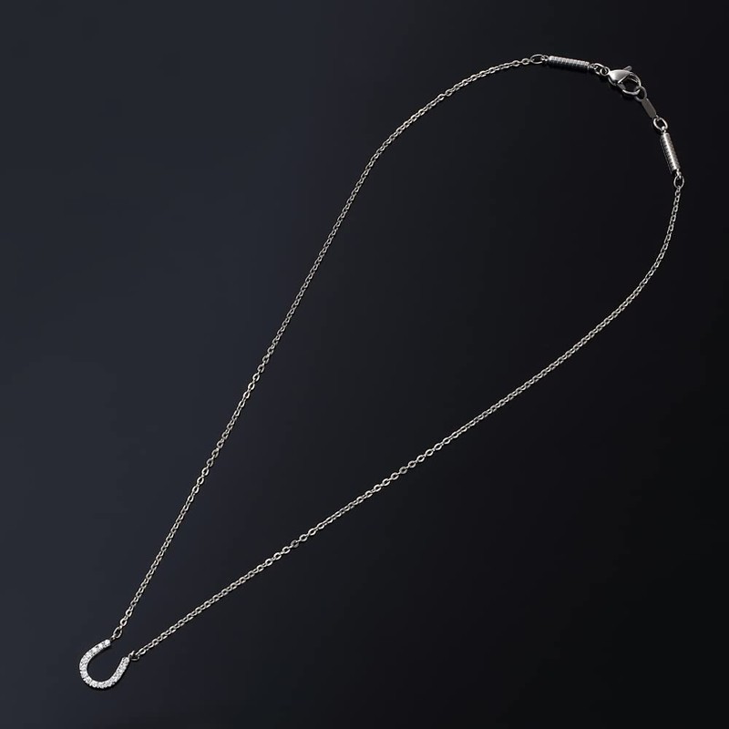 純チタン磁気ネックレス ピュアループオズ ホースシュー（プラチナカラー）45cm