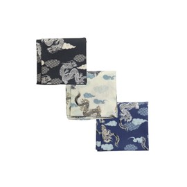 Y's factory Handkerchief, Made in Japan, 2 Pieces, 3 Pieces, Random Set, Men's, Japanese Pattern, Hand Towel, Cotton, 100% Cotton, Made in Japan, Gift, Wedding, Celebration, Return Product,