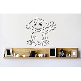 Alien Tub Laundry Soap Washer Dryer Clean Shorts Pant Sock Shoes Tooth Paste Grandchildren Surprises Girl Boy Bedroom Wall Decal Sticker - Size: 14 Inch x 20 Inch