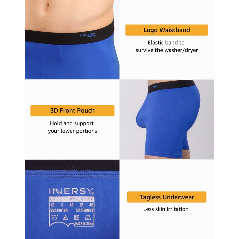 INNERSY Men's Boxer Briefs Cotton Stretchy Underwear 7 Pack for