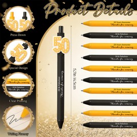Feifeiya 50 Set 50th Birthday Party Favors for Guests Black and Gold Pens