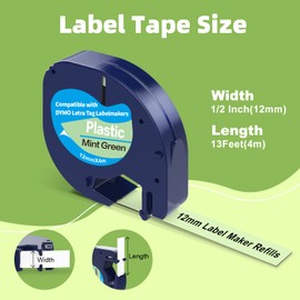 6 Pack Label Maker Tape Compatible with Dymo Label Maker Refills Multi-Color, Replacement for Dymo Letratag Refills 1/2 Inch x 13 Feet Label Tapes,Compatible with Dymo Label Maker:LT-100H LT-100T QX50