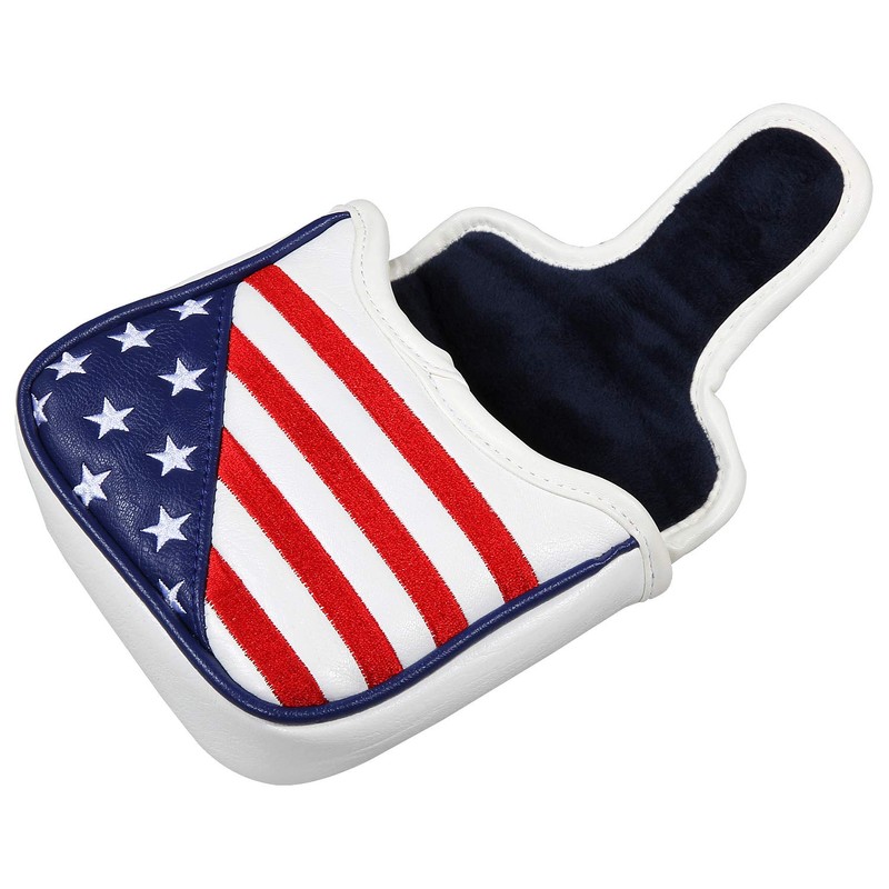 Golf Mallet Putter Cover Headcover Strip& Star Embroidery PU Leather