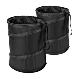 ZONETECH 2-Pack Universal Traveling Portable Car Trash Can - Black Collapsible Pop-up Leak Proof Trash Can- for Garbage to Organize Car,
