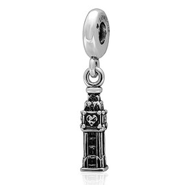 Travel Landmark Series Charms Fit European Bracelet, 925 Sterling Silver Las Vegas White House Temple Castle Italy Horn Statue of Liberty Big Ben Pyramid Beads Gifts for Friend/Family, Sterling