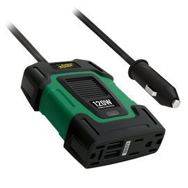Battery Tender 120 Watt Power Inverter: 12 Volt DC to 115 Volt AC Car Inverter with 5 Volt Dual USB Car Adapter - Portable 120W Power for Camping, Lamps, Phones, and More by Deltran - 026-0002-DL-WH