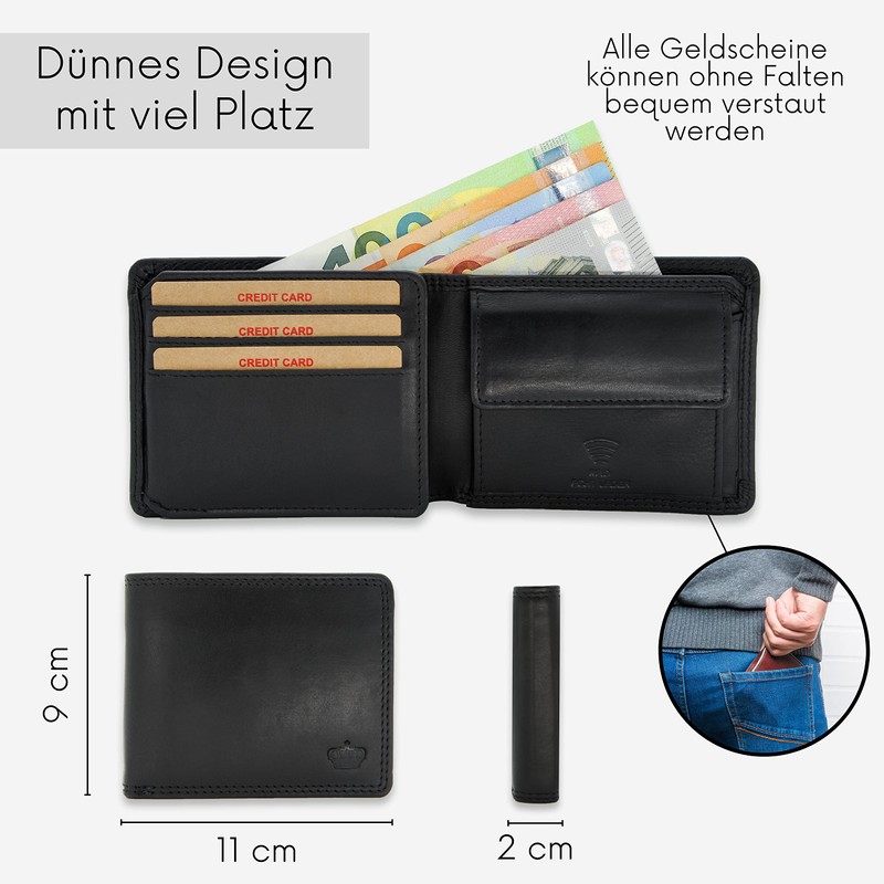 Baur Men's Genuine Leather Wallet with RFID Protection, Landscape Format,