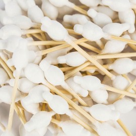 Pandoo Pack of 4 Bamboo Cotton Buds with Large Safety Head Biodegradable, Vegan & Sustainable