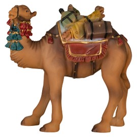 MaMeMi Nativity Figurine Camel with Luggage [Height 12 cm, Hand Painted] Nativity Figures / Nativity Scene Accessories for the Nativity Scene [Made of Durable Polyserine/Resin]
