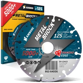 AMBOSS METAL SHOCK 5000+ Diamond Cutting Disc 125 x 1.8 x 22.23 mm Suitable for Metal/Steel/Stainless Steel Suitable for Angle Grinders Extremely Long Service Life