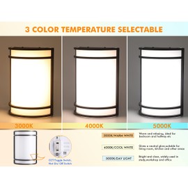 CLOUDY BAY LED 3 Color Indoor Wall Sconce, Wall Lighting,3000K/4000K/5000K Color Temperature Adjustable Wall Mount Light Fixture, 15W 120V Dimmable CRI 90+ LED Wall Light,Oil Rubbed Bronze