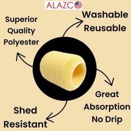 6 Mini 3" ALAZCO Paint Roller Refill Covers "NO SHED" for Painting Trims, Edges, Corners, Small Areas