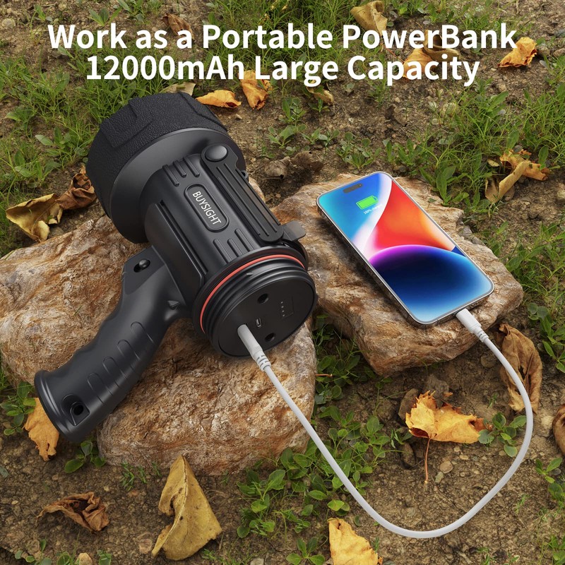 BUYSIGHT Rechargeable Spotlight Flashlight,1000000 LMS Hand held Spotlight Waterproof Flashlight