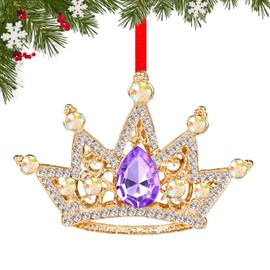 Christmas Ornaments Gold Crown Christmas Pendant, Metal Crown Christmas Tree Decoration Pendant, Hanging Christmas Tree Crown Pendant, Christmas Decoration Gift (B)
