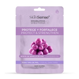 Skin Sense - Mascarilla Facial de Tela Biodegradable Coreana (1 Piezas) | Hecho en Corea | Ecológicas y Naturales - Innovadora Tecnología de Corea con Semilla Uva