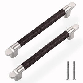 TRUSTMI 10 Pack Cabinet Pulls 6-1/4 Inch Hole Center Drawer Pulls Solid Metal Knurled Diamond Pattern Bathroom Kitchen Cupboard Hardware Handles, Bronze and Brushed Nickel