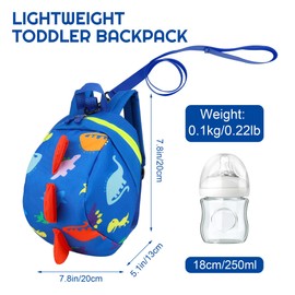 ZhiheHui Dinosaur Backpack for Toddler Boys and Girls Child Toddler Backpack with Reins Anti Lost Children Mini Backpack 1-4 Years Old Toddler with Strap Backpack (Dark Blue)