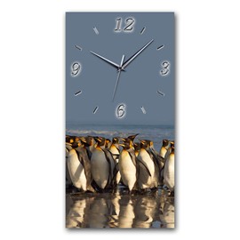 BM 9056-1 UHK Radio-Controlled Quartz Wall Clock Radio Wall Clock Radio-Controlled Clock No Ticking Silent Modern without Ticking Noises Large XXL Living Room Kitchen Sea Beach Penguins