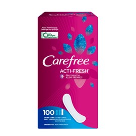 Carefree Panty Liners for Women, Extra Long, Unwrapped, Unscented, 100ct |Pantiliners, Carefree Liners, Daily Liners for Women, Light Periods and Leaks, 8-Hour Odor Control|100ct (Packaging May Vary)