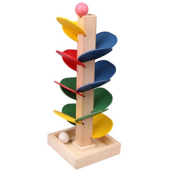 20pcs/set Wooden Tree Leaves Race Track for Kids, Marble Run