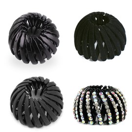 Zasvec Bird Nest Hair Clips, Pack of 4 Hair Clips for Women, Bird Nest Hair Clips, Large Hair Clips, Ponytail Hair Pin, Hair Accessory, Expandable for Girls, Women, Black