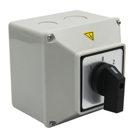 KEYMOO - 32A Changeover Switch with Box, ON-Off-ON 3 Poles Universal Rotary Cam Selector Switch for Power Transfer​, Motor Control, UL Approved Industrial Machinery Changeover Switch (32A 3 Poles)