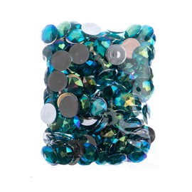 John Bead 200 Pieces 20mm, Turquoise AB, Acrylic Round Flat Back Rhinestones for Jewelry Making, DIY Crafts, Nail Art, Face Makeup, Clothes