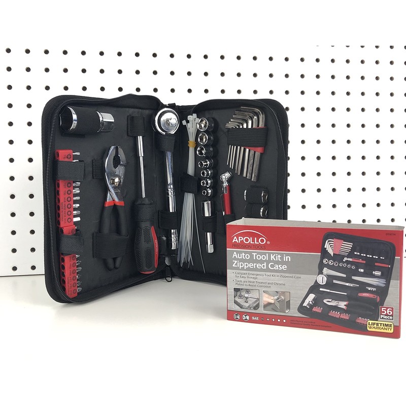Apollo Tools 56 Piece Compact SAE Auto Tool Set in