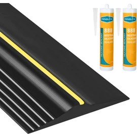 16.5Ft Universal Garage Door Bottom Threshold Seal Strip with 20oz Glue Gel, Weatherproof Rubber DIY Weather Stripping Replacement - Black