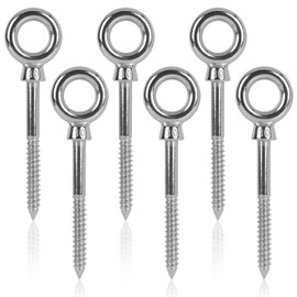 EFUTURETIME 6 x M10 Eye Bolts Wood Eye Bolt Stainless Steel 100 mm with Wood Thread Screw