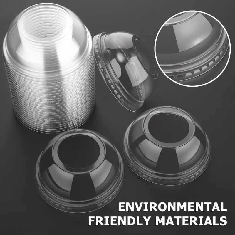 400 Packs Clear 98 mm Dome Lids Wide Hole Plastic