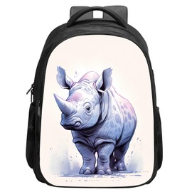 ALIFAFA Children Cute Rhino School Backpack for Preschool, Kindergarten, Elementary School Boys and Girls, Kids Rhinoceros Animal Backpack Bookbag Waterproof Lightweight, 16 Inches