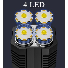 Wrrozz LED Flashlight USB Rechargeable, High Lumens Tactical Light with Sidelight, 4X LED, Zoomable, Handheld Super Brightest Flashlights, Portable Torch for Outdoor Camping Emergency Lantern