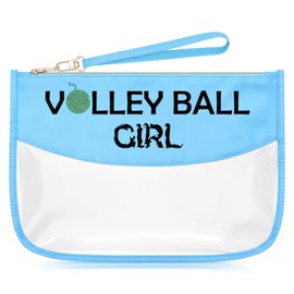 Sazuwu Volleyball Themed Gifts for Girls Blue Makeup Bag with Zipper Fun Things for Volleyball Players Coach Gifts from Team Cosmetic Travel Bag Organizer Inspirational Birthday Gifts for Friends