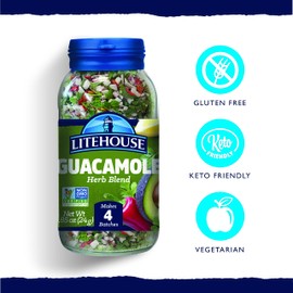 Litehouse Freeze Dried Guacamole Herb Blend - Guacamole Seasoning, Gluten Free, Vegetarian, Keto, Non-GMO, No Refrigeration Required, Great Guacamole Mix Spicy- 0.85 Ounce