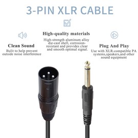 QIANRENON XLR Male to 1/4" Male Balance Cable Adapter TRS 6.35mm to XLR 3 Pin Mono Audio Connect Convert Interconnect Cable 1.5m/4.9ft